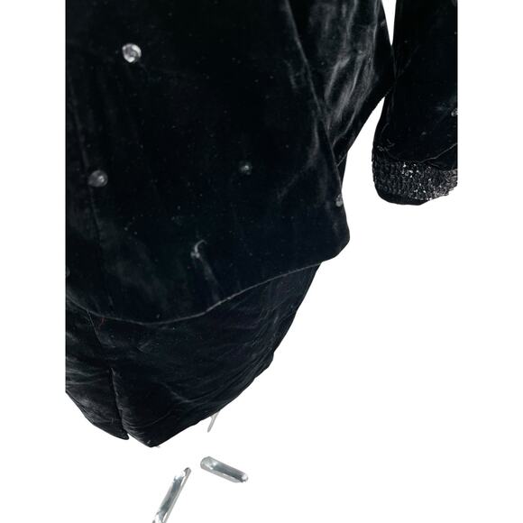 Vintage Magali Collection Black Velvet Sequin Skirt Suit Jacket Size 4 - Picture 12 of 15